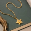 New five-pointed star diamond-encrusted pendant, round bead chain, stainless steel, non-fading, niche design, light luxury, lucky star, versatile and exquisite accessories for commuting details Picture